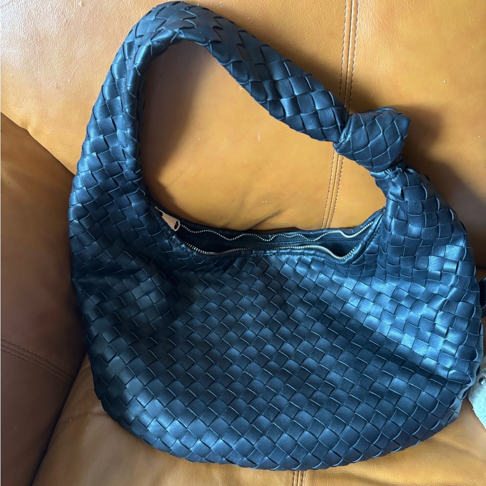 Elegant Woven Blue Hobo Bag